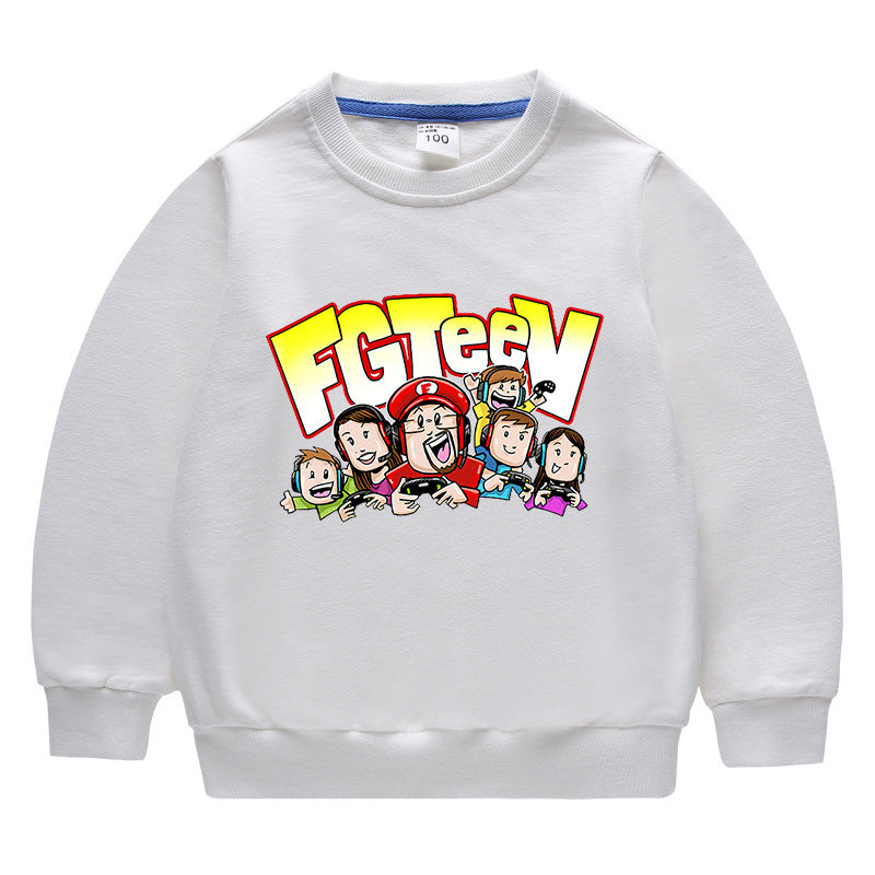 Fgteev Round Neck Sweater Children's Long Sleeve Top