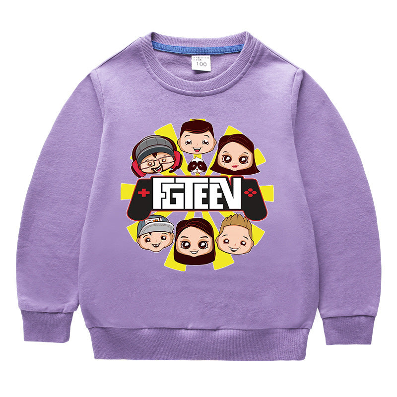Fgteev Round Neck Sweater Children's Long Sleeve Top