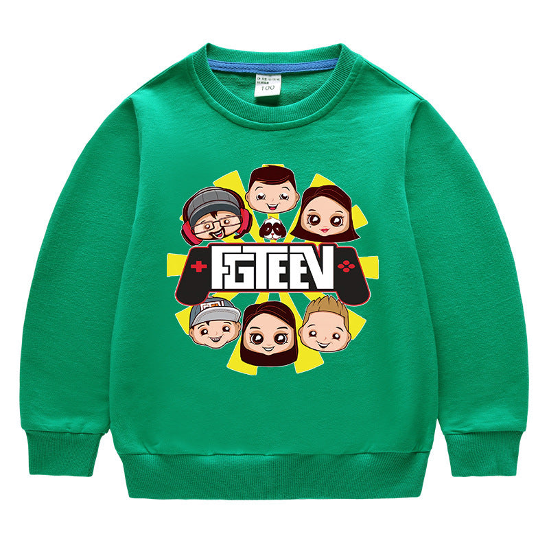 Fgteev Round Neck Sweater Children's Long Sleeve Top