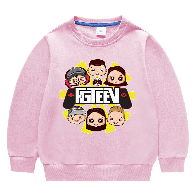 Fgteev Round Neck Sweater Children's Long Sleeve Top