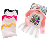 Fgteev Spring and Autumn Dress Pure Cotton Contrast-Color Pleated Dress