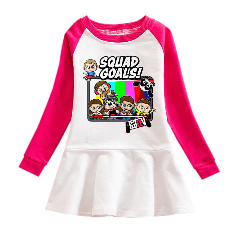 Fgteev Contrast Color Pleated Dress for Girls