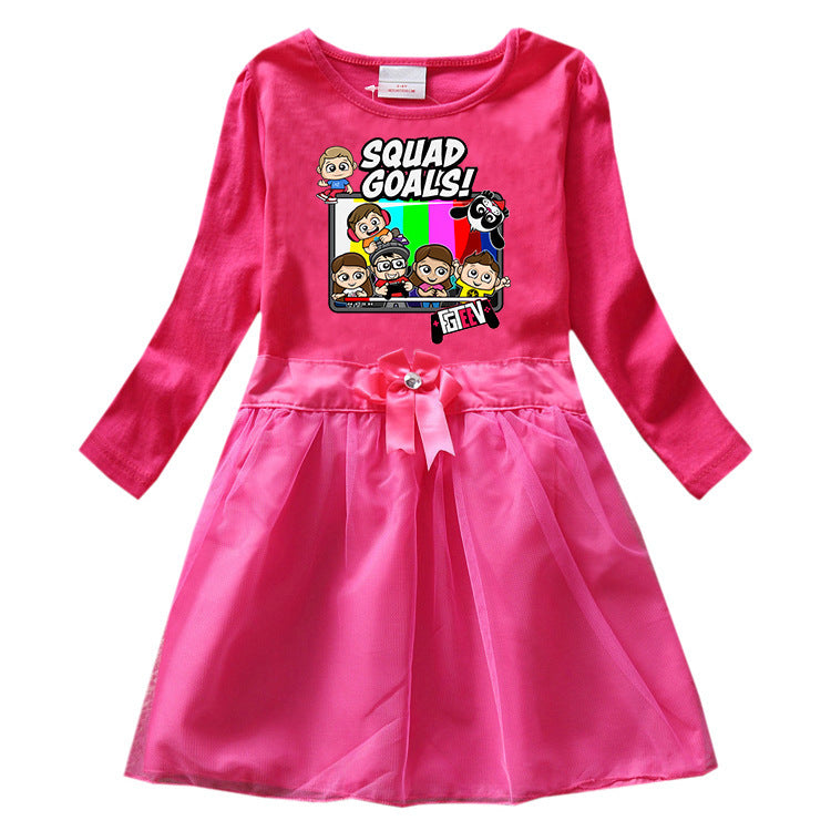 Fgteev Children's Cartoon Pleated Dress