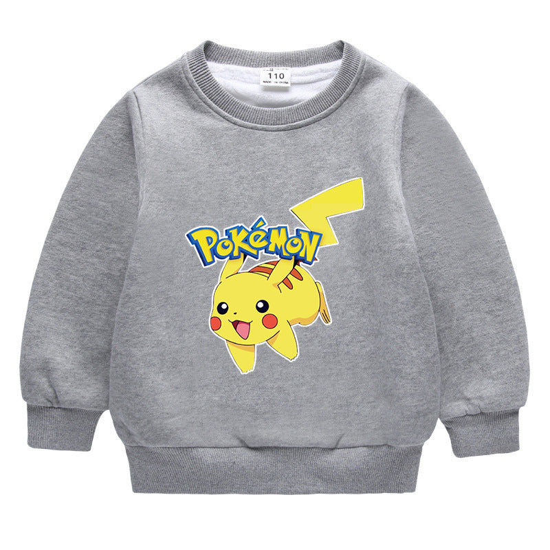 Children Pokemon Pikachu Hoodie Fleece-Lined Pikachu Sweater Double-Layer Thickened Coat Top