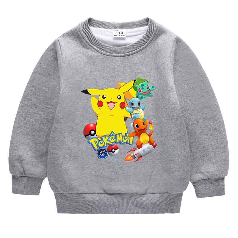 Children Pokemon Pikachu Hoodie Baby Pikachu Sweater Double-Layer Thickened Coat Top
