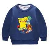 Children Pokemon Pikachu Hoodie Baby Pikachu Sweater Double-Layer Thickened Coat Top