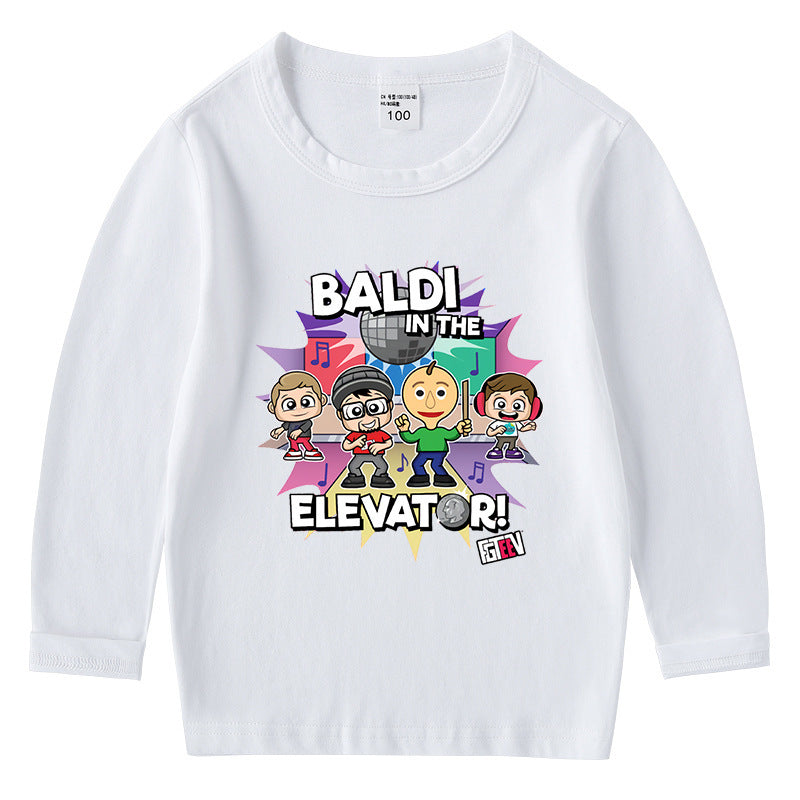 Fgteev Children's Cotton T-shirt Round Neck Base Long Sleeve Shirt
