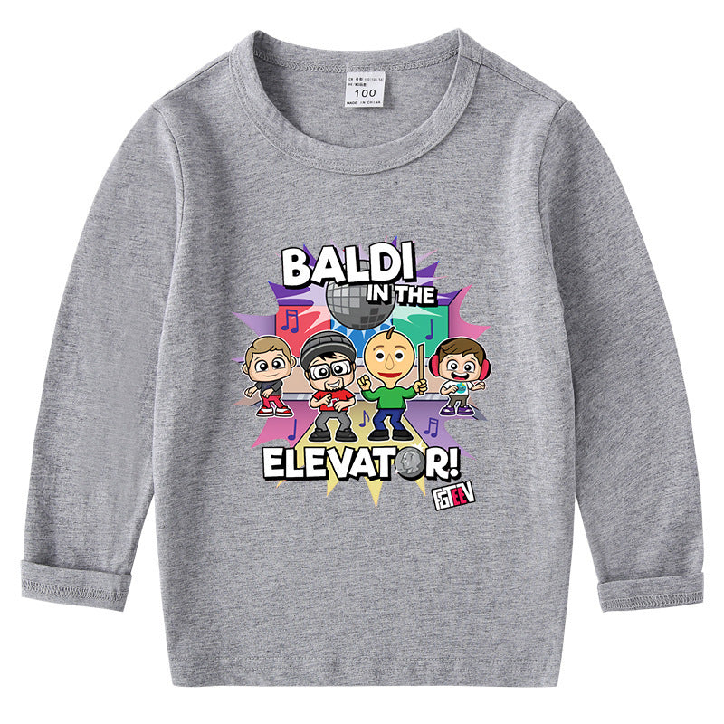 Fgteev Children's Cotton T-shirt Round Neck Base Long Sleeve Shirt