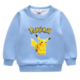 Children Pokemon Pikachu Hoodie Fleece-Lined Baby Sweater Double-Layer Thickened Coat Top