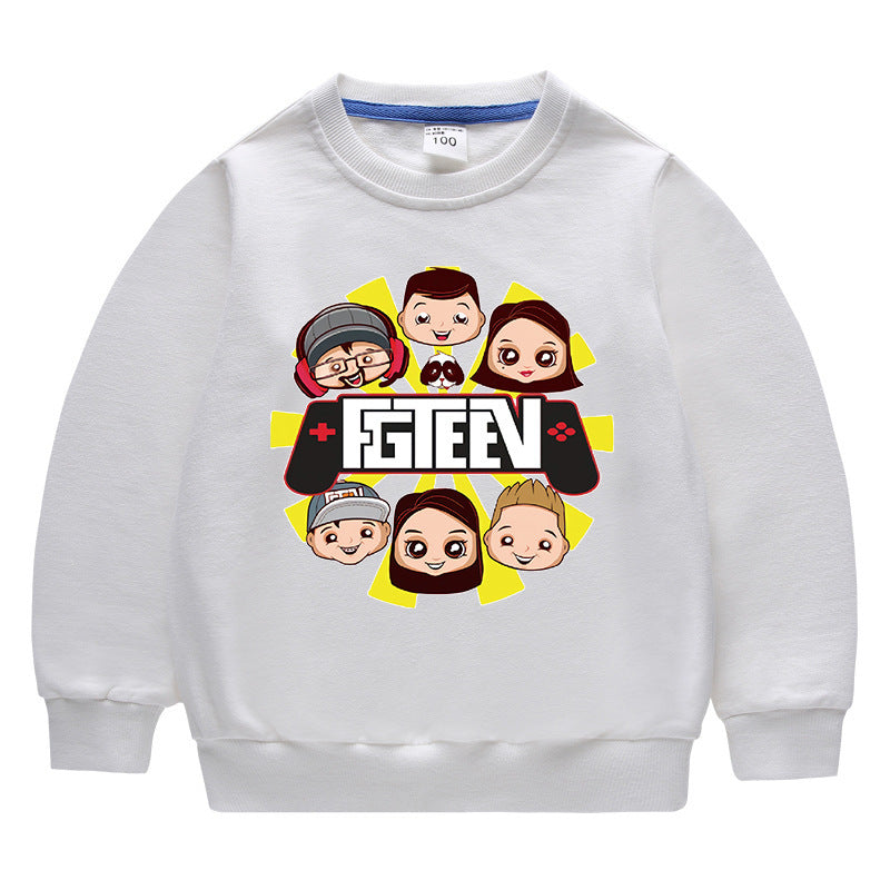 Fgteev Round Neck Sweater Children's Long Sleeve Top