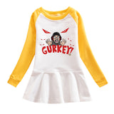 Fgteev Cartoon Contrast Color Pleated Dress for Women