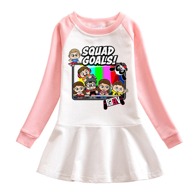 Fgteev Contrast Color Pleated Dress for Girls