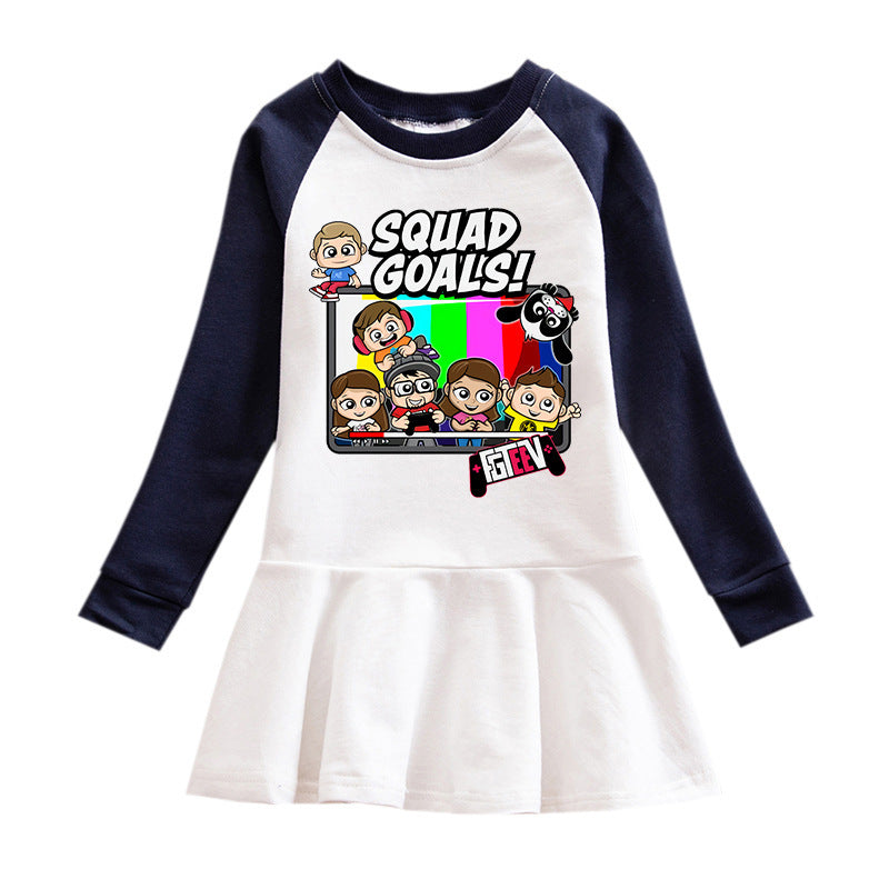 Fgteev Contrast Color Pleated Dress for Girls