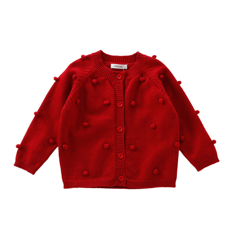 Girl Cardigan Sweaters Autumn and Winter Thickening Knitted Coat