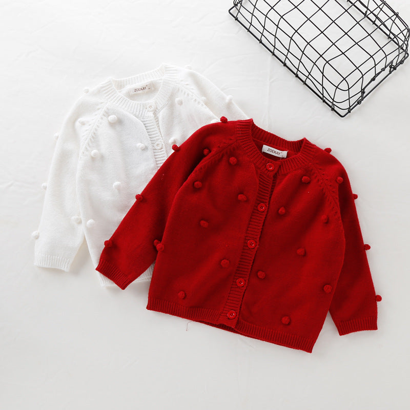 Girl Cardigan Sweaters Autumn and Winter Thickening Knitted Coat