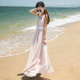 Mauve Dress Summer Beach Chiffon Dress Plus Size Bohemian Seaside Vacation Sling Maxi Dress