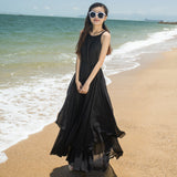 Mauve Dress Summer Beach Chiffon Dress Plus Size Bohemian Seaside Vacation Sling Maxi Dress