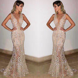 Formal Dresses & Gowns Sexy Sleeveless Deep V Dress Sequined Dress