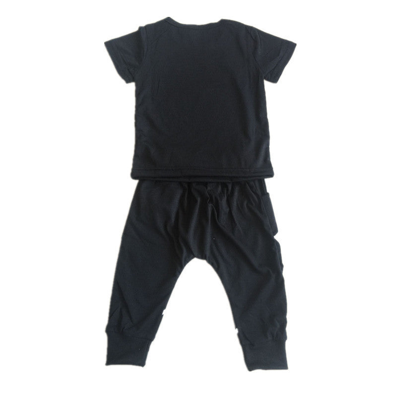 Children Boy Co Ord Summer Cartoon Spider-Man Short Sleeve T-shirt Harem Pants 2 Piece Set