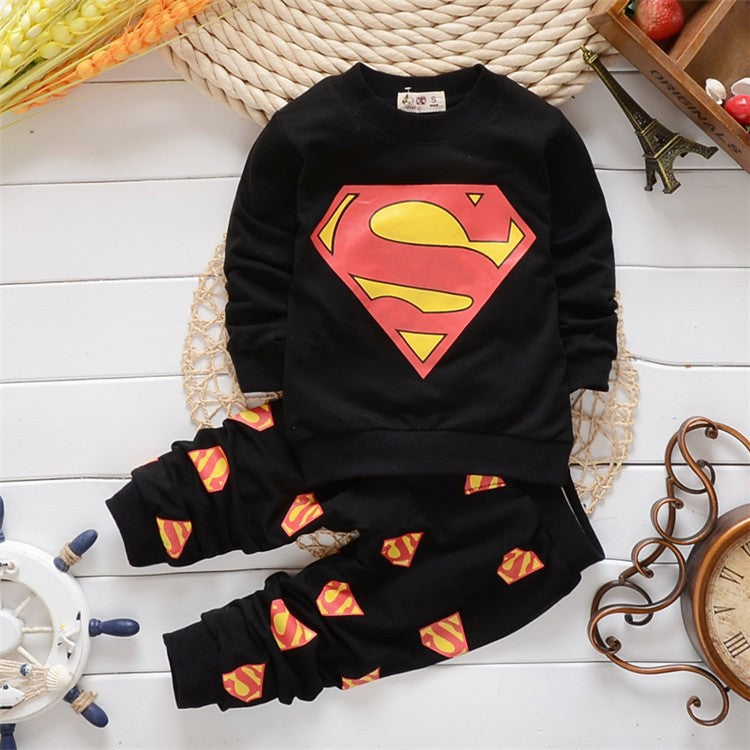 Children Boy Co Ord Spring and Autumn Long Sleeve Printed T-shirt 2 Piece Set