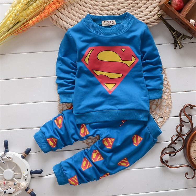 Children Boy Co Ord Spring and Autumn Long Sleeve Printed T-shirt 2 Piece Set