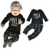 Children Boy Co Ord 2 Piece Set Milk Letter Milk Bottle Baby Clothing