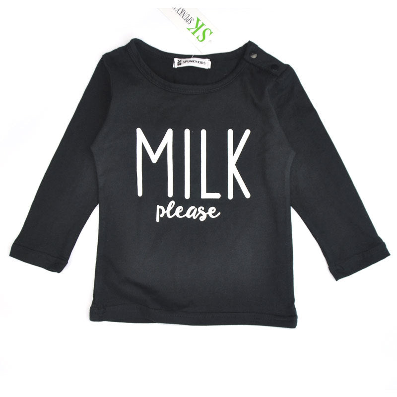 Children Boy Co Ord 2 Piece Set Milk Letter Milk Bottle Baby Clothing