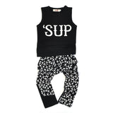 Children Boy Co Ord Summer Letter Sleeveless Top and Trousers 2 Piece Set