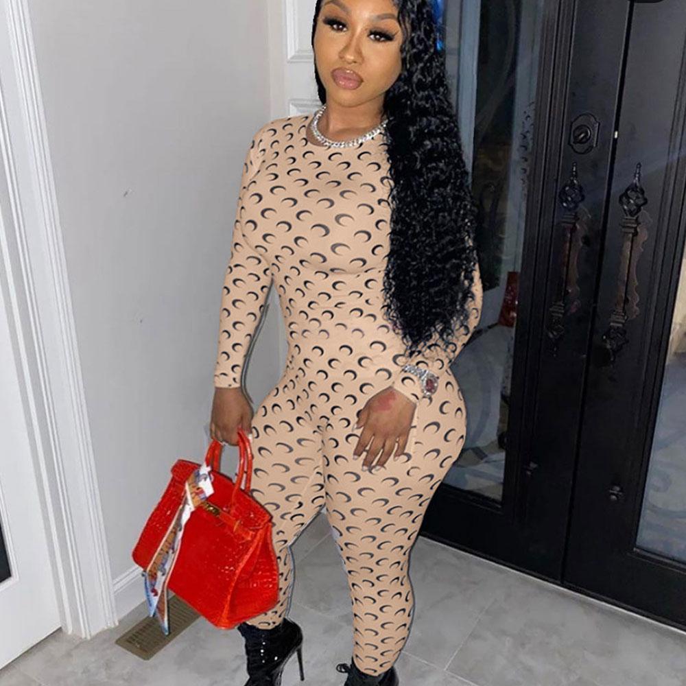 Women Plaid Catsuit Women Checkered Jumpsuit Women's Moon Pattern Elastic Cinched Bodycon Jumpsuit