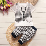 Children Boy Co Ord Summer Plaid Vest T-shirt 2 Piece Set