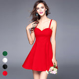 Graduation Dress Homecoming Dress Sexy Backless Skirt Small Dress off-the-Shoulder Solid Color Strap Dress