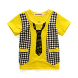 Children Boy Co Ord Summer Plaid Vest T-shirt 2 Piece Set
