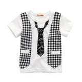 Children Boy Co Ord Summer Plaid Vest T-shirt 2 Piece Set