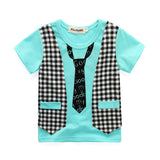 Children Boy Co Ord Summer Plaid Vest T-shirt 2 Piece Set