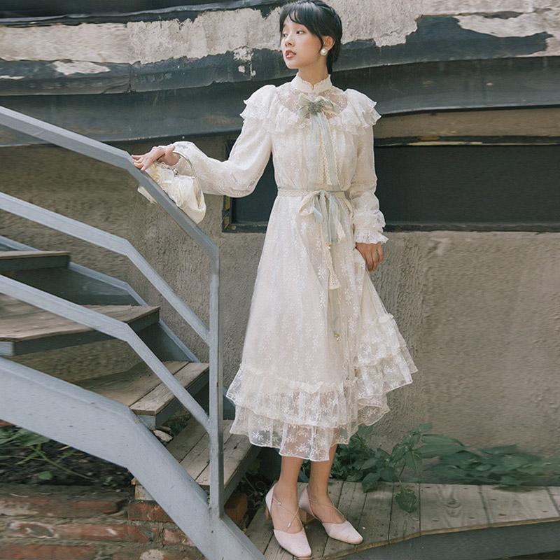 Retro Court Lace Large Swing cottagecore aesthetic dresses
