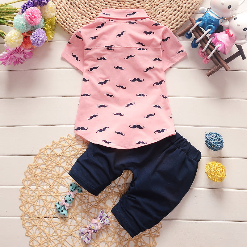 Children Boy Co Ord Summer Single-Breasted Short Sleeve 2 Piece Set