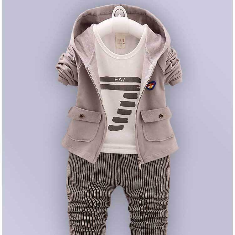 Children Boy Co Ord Children's Casual Coat T-shirt Trousers 2 Piece Set