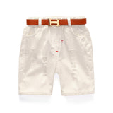 Children Boy Co Ord Summer Short Sleeve Willow Leaf Flower Lapel Shirt White Worn Shorts 2 Piece Set