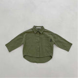 Spring Tops Children's Long-Sleeved Shirt Solid Color Casual Top
