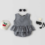 Autumn Rompers Summer Sleeveless Romper Cute Triangle Outwear Suit 2 Piece Set