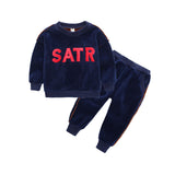 Children Boy Co Ord 2 Piece Set Children Sports Double-Sided with Velvet Children and Teens Two-Piece Suit