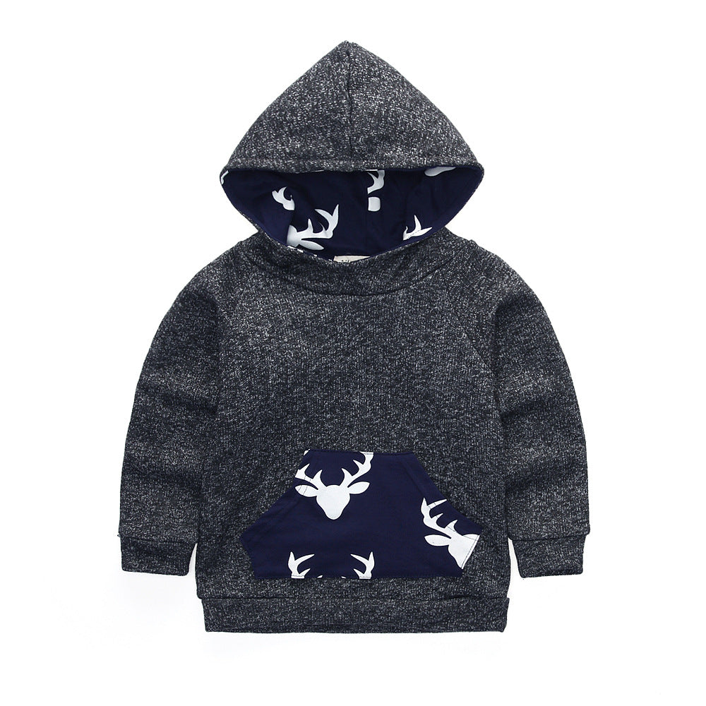 Children Boy Co Ord 2 Piece Set Autumn New Boys and Girls Animal Avatar Deer Head Long-Sleeve Suit Consignment