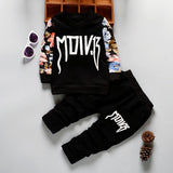 Children Boy Co Ord Letter Floral Print Long Sleeve 2 Piece Set