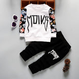 Children Boy Co Ord Letter Floral Print Long Sleeve 2 Piece Set