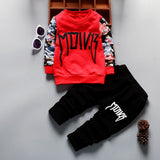 Children Boy Co Ord Letter Floral Print Long Sleeve 2 Piece Set