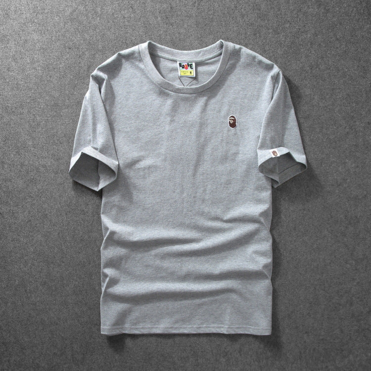 WGM Shirt Summer Solid Color Cotton Short Sleeve Men's Clothing Casual Sports T-shirt