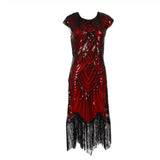 1920S Dress Sequined Tassel Dress Elegant Retro Banquet Dress