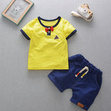 Children Boy Co Ord Summer Casual Short Sleeve Children T-shirt Fifth Pants 2 Piece Set