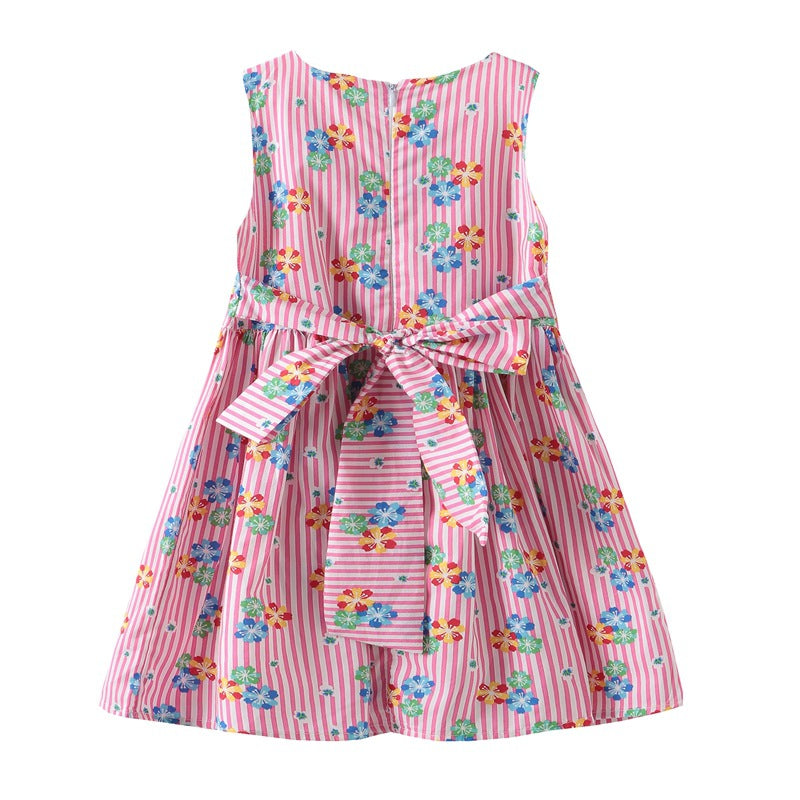 Girl Dress Striped Flower Sleeveless Dress Summer