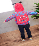 Children Boy Co Ord Fashion Boys Plaid Coat T-shirt Pants Cartoon Beetle 3piece Set